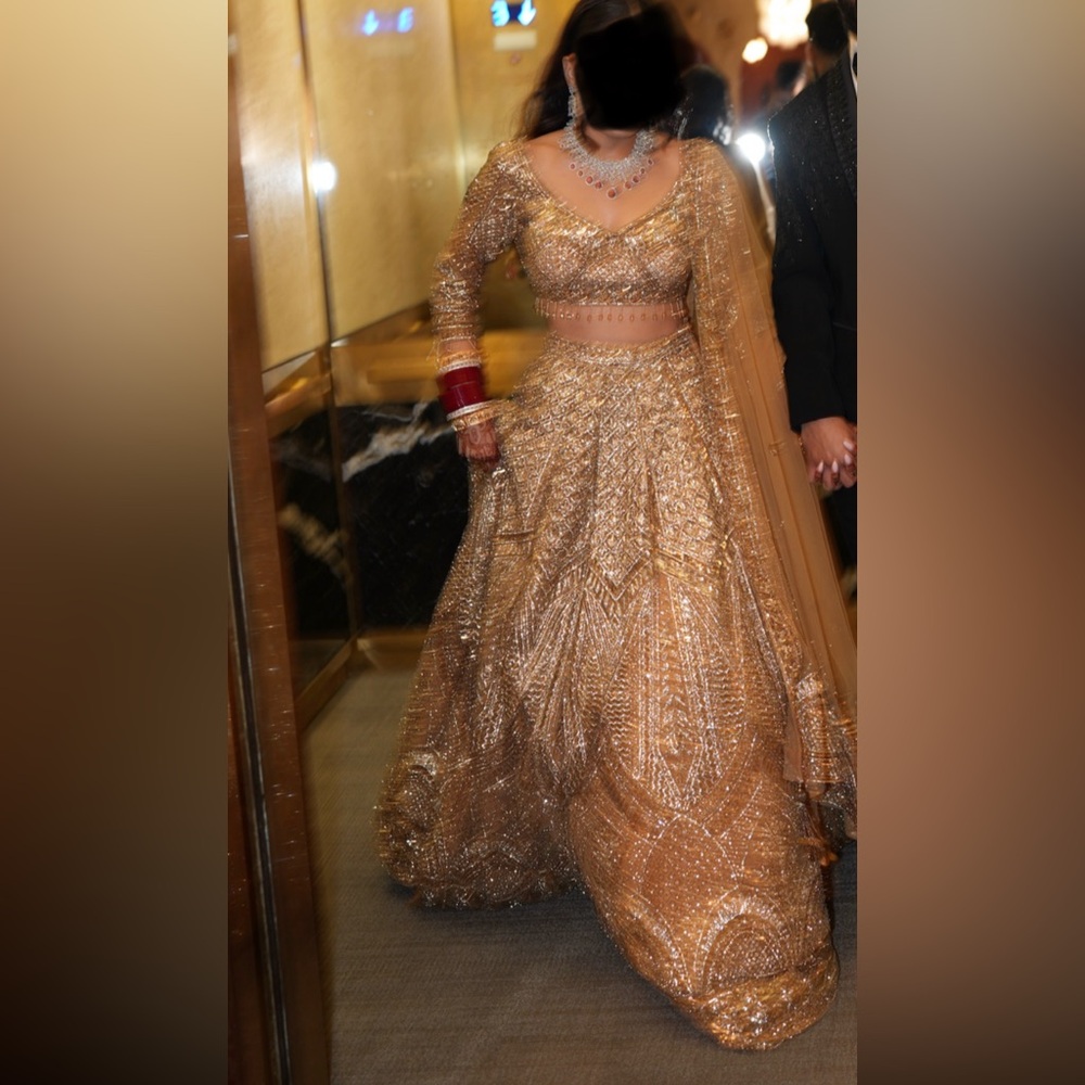 Gold Embellished Reception Lengha